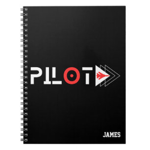 Pilot-Typografie und Jet-Flugzeug, Minimalistisch, Notizblock