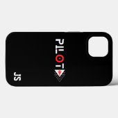 Pilot Typografie und Jet-Flugzeug, Mit Monogramm, Case-Mate iPhone Hülle (Rückseite (Horizontal))