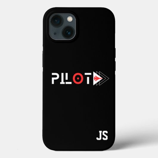Pilot Typografie und Jet-Flugzeug, Mit Monogramm, Case-Mate iPhone Hülle (Rückseite)
