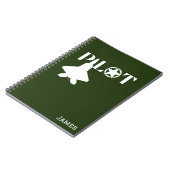 Pilot-Typografie und Militärflugzeug, Minimalistis Notizblock (Linke Seite)