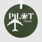 Pilot-Typografie und Militärflugzeug, Minimalistis Ornament (Rückseite)