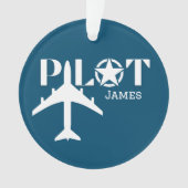Pilot-Typografie und Militärflugzeug, Minimalistis Ornament (Vorderseite)