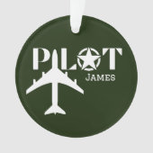 Pilot-Typografie und Militärflugzeug, Minimalistis Ornament (Vorderseite)