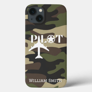 Pilot-Typografie und militärische Flugzeug-Tarnung Case-Mate iPhone Hülle