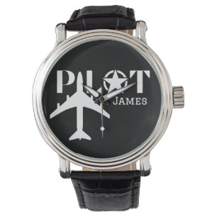 Pilot Typografie und Minimalistisches Flugzeug Armbanduhr