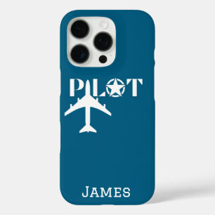 Pilot Typografie und Minimalistisches Flugzeug iPhone 16 Pro Hülle