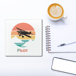 Pilot-Typografie, Vintager Retro, einfaches Flugze Glasuntersetzer