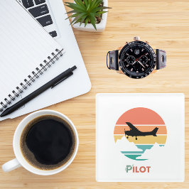 Pilot-Typografie, Vintager Retro, einfaches Flugze Glasuntersetzer