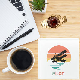 Pilot-Typografie, Vintager Retro, einfaches Flugze Glasuntersetzer