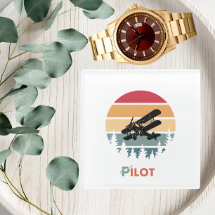 Pilot-Typografie, Vintager Retro, einfaches Flugze Glasuntersetzer