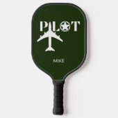 Pilot Typography & Airplane Funny Personalized Pickleball Schläger (Rückseite)