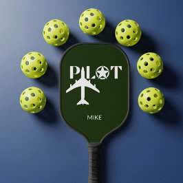 Pilot Typography & Airplane Funny Personalized Pickleball Schläger