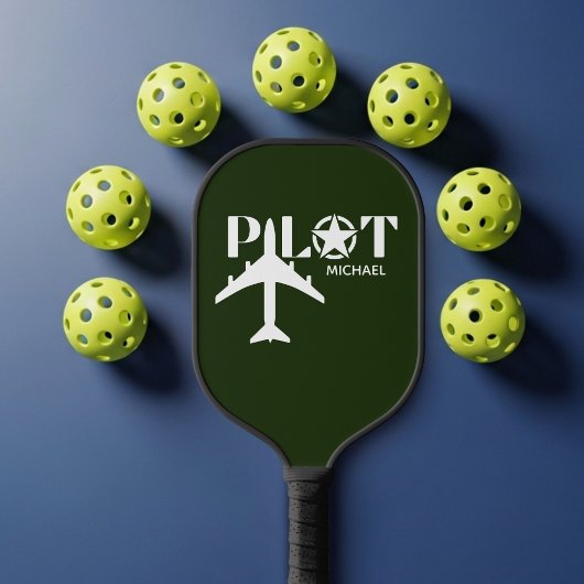 Pilot Typography & Airplane Funny Personalized Pickleball Schläger