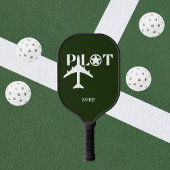 Pilot Typography & Airplane Funny Personalized Pickleball Schläger