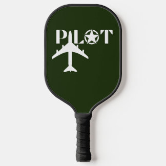 Pilot Typography & Airplane Minimalist Personalize Pickleball Schläger