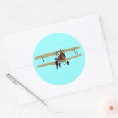Pilot und Biplane Runder Aufkleber (Umschlag)