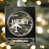 Pilot- und Militärflugzeug, Camouflage, Minimalist Banner-Ornament Silber