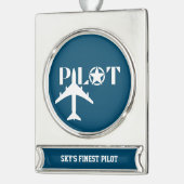 Pilot- und Militärflugzeug, Camouflage, Minimalist Banner-Ornament Silber (Links)