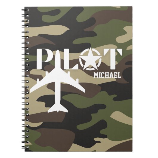 Pilot- und Militärflugzeug, Camouflage, Minimalist Notizblock (Vorderseite)