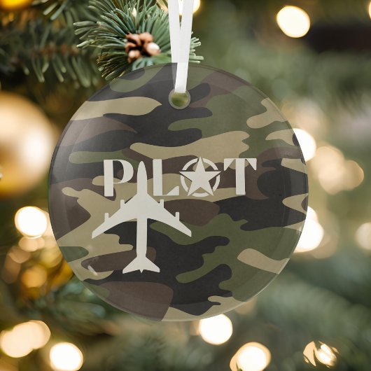 Pilot- und Militärflugzeug, Camouflage, Minimalist Ornament Aus Glas