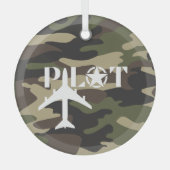 Pilot- und Militärflugzeug, Camouflage, Minimalist Ornament Aus Glas (Vorderseite)