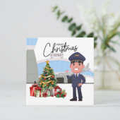 Pilot Uniform mit Weihnachtsthema Feiertagskarte (Stehend Vorderseite)