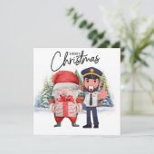 Pilot Uniform mit Weihnachtsthema Feiertagskarte (Stehend Vorderseite)