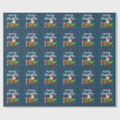 Pilot Weihnachtsmann fliegt mit Schneeflocke am Hi Geschenkpapier (Flach)