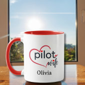 Pilot Wife Heart Airplane Romantic Custom Birthday Tasse