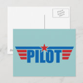 Pilot Wings Abzeichen - Luftfahrt Postkarte (Vorne/Hinten)