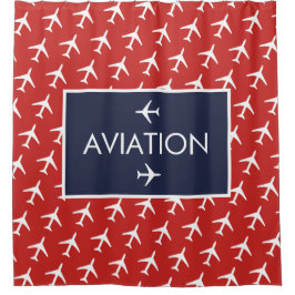 Piloten für Funky White Flugzeug Duschvorhang