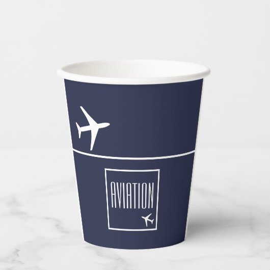 Piloten für Funky White Flugzeug Pappbecher (Vorderseite)