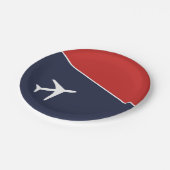 Piloten für Funky White Flugzeug Pappteller (Schrägansicht)