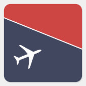 Piloten für Funky White Flugzeug Quadratischer Aufkleber (Vorderseite)