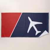 Piloten für Funky White Flugzeug Strandtuch (Vorderseite)