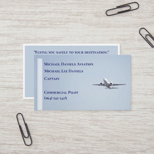 Piloten für Kommerzielle Flugzeugkapitän mit weiße Visitenkarte (Vorderseite/Rückseite Beispiel)