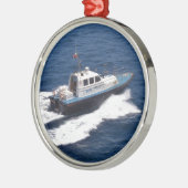 Pilotenboot mit Geschwindigkeit Silbernes Ornament (Links)