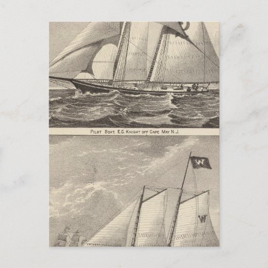 Pilotenboote EG Knight und Whilldin Postkarte (Vorderseite)