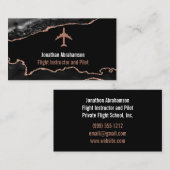 Pilotenfluglehrer Schwarze Rose Gold Agate Visitenkarte (Vorne/Hinten)