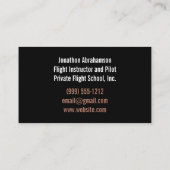 Pilotenfluglehrer Schwarze Rose Gold Agate Visitenkarte (Rückseite)