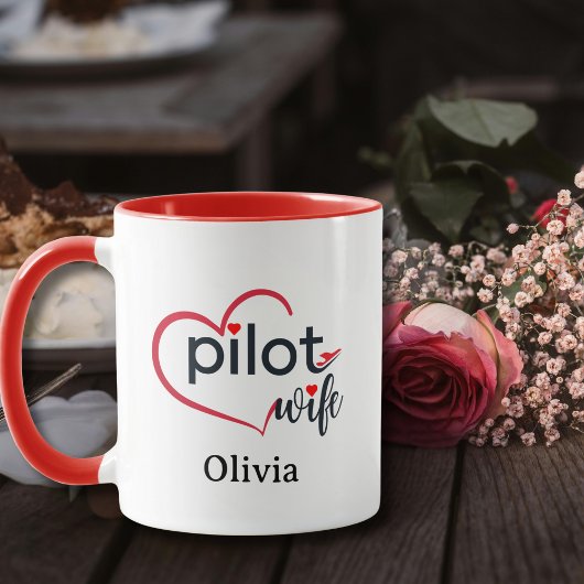 Pilotengattin Herz Flugzeug Romantischer Benutzerd Tasse
