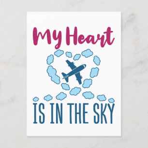 Pilotengattin Mein Herz ist im Himmel Postkarte