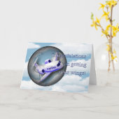 Pilotenlizenz. Den Flügel holen. Glückwunsch Karte (Gelbe Blume)