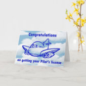 Pilotenlizenz. Den Flügel holen. Glückwunsch Karte (Gelbe Blume)