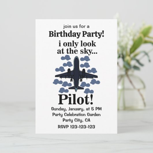 Pilotflugzeug, das ich nur auf Sky Pilot schaue Einladung (Stehend Vorderseite)