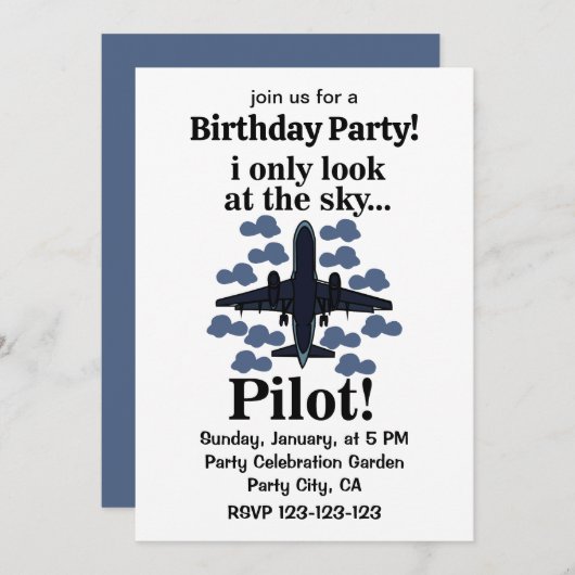 Pilotflugzeug, das ich nur auf Sky Pilot schaue Einladung (Vorne/Hinten)