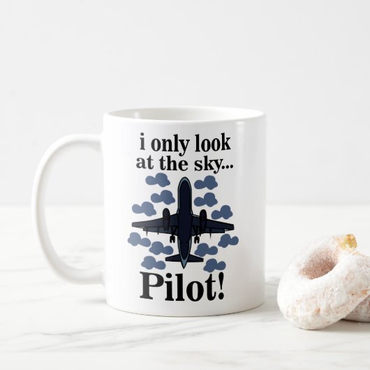 Pilotflugzeug, das ich nur auf Sky Pilot schaue Kaffeetasse (Mit Donut)