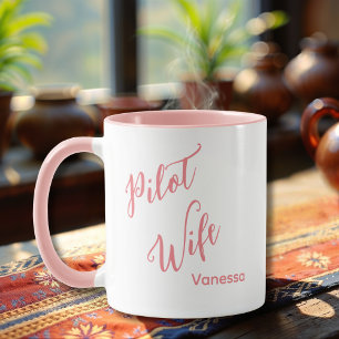 Pilotfrau Pink Schriftart Süß Einfach Benutzerdefi Tasse