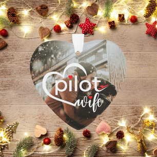 Pilotfrau-Typografie Herz & Flugzeug, Süßes Foto Ornament