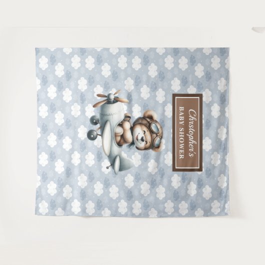 Pilotin "Chic Teddy Bear Blue Brown" Wandteppich (Vorderseite (Horizontal))